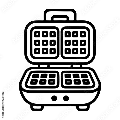 waffle iron outline icon line art, black and white doodle style. Ideal for logo, tattoo, app, coloring book, web design, infographics, banner, poster, and more. Vector illustration