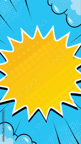 Pop Art Burst: A vibrant comic-style burst, exploding with energy, offers a dynamic visual element ideal for adding flair to creative projects and marketing content. 