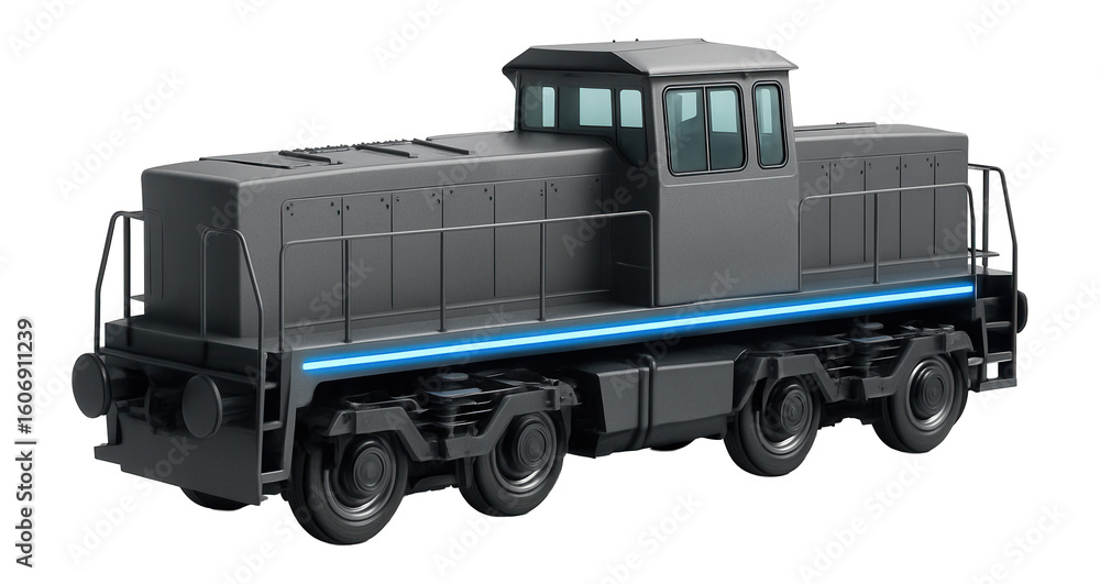 Fototapeta premium Hybrid locomotive with central control room and symmetrical wheelbase