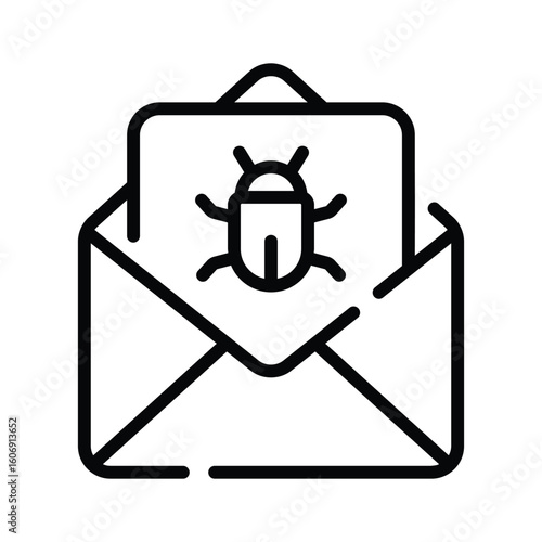 Trendy linear icon of suspicious email bug alert