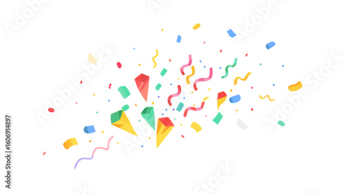 Colorful confetti explosion vector illustration for party celebration and festive occasion decoration design