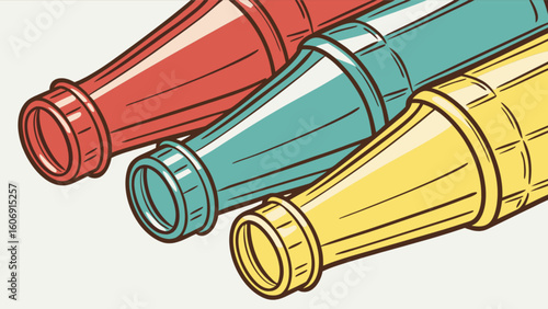 Colorful vintage megaphone vector illustration for cheerleading and sports team support design element