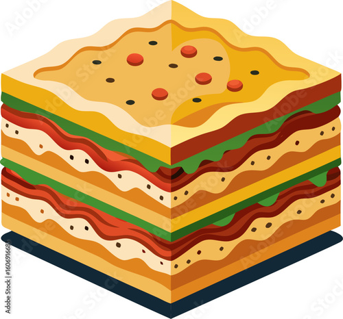 Cross-section of lasagna with visible layers