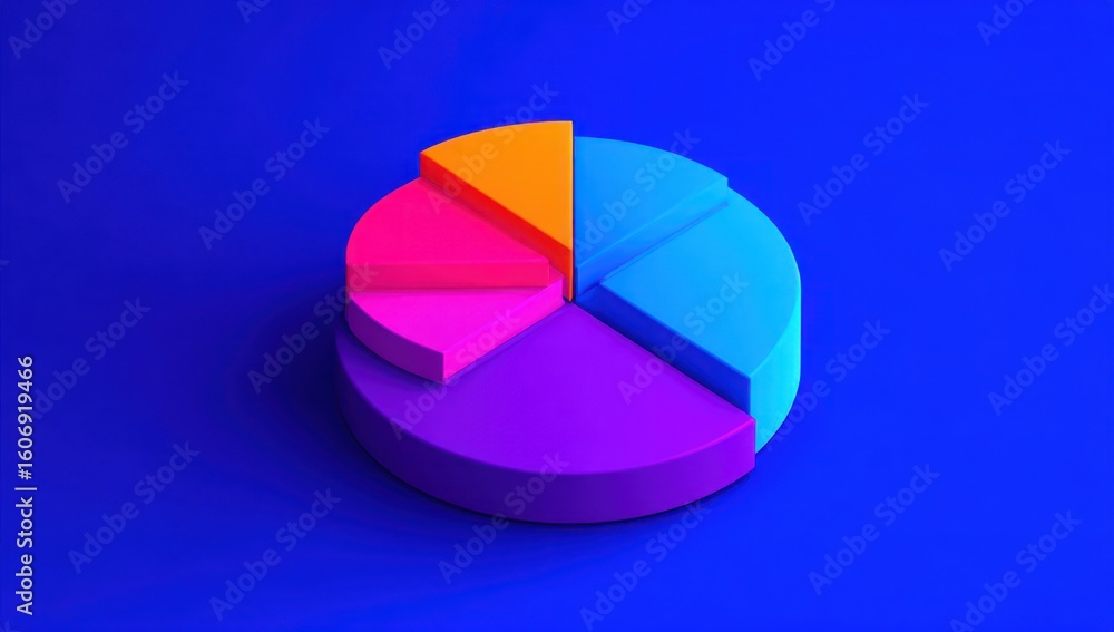 Obraz premium Colorful pie chart graphic on a vibrant background.