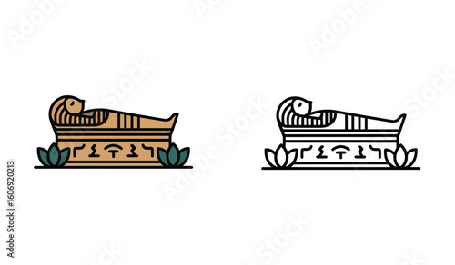 Colorful Egyptian Sarcophagus Depiction Ancient Burial Rituals Symbolic Elements