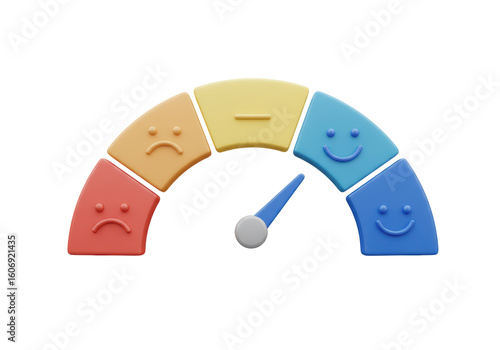 Isolated Customer Satisfaction Meter with Happy and Sad Faces