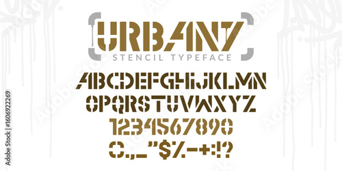 Abstract Stencil Urban Street Art Graffiti Alphabet Typeface Digital Typography Vector Illustration