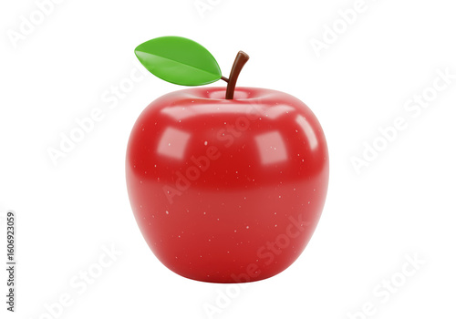 Isolated Red Apple with Leaf