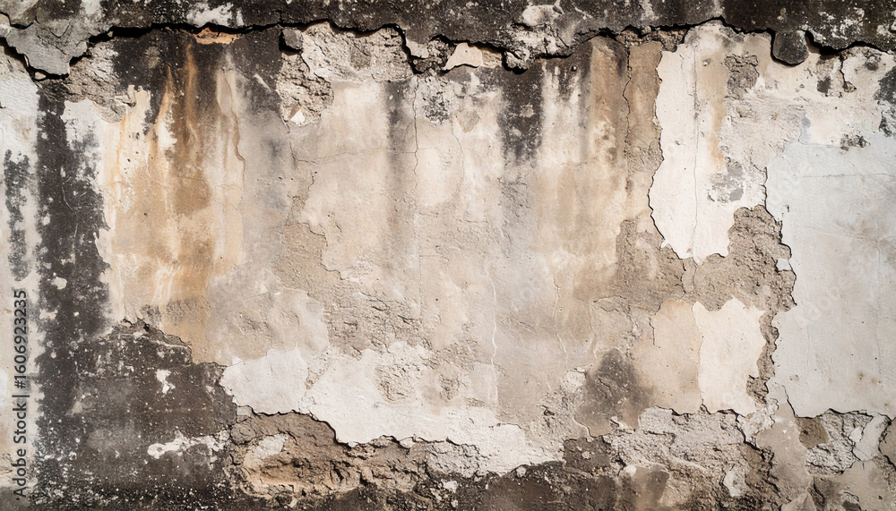 Obraz premium aged cement with water stains and surface erosion, urban wall texture