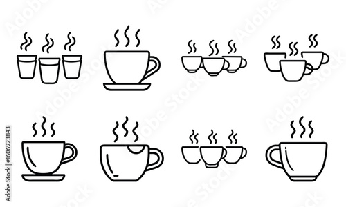 Fast Food Vector Icon Set of Burger, Pizza, French Fries, Hot Dog, Soda, Donut, Ice Cream, Flat Color Illustration for Restaurant Menu, Cafe, Sticker, Social Media, on White Background