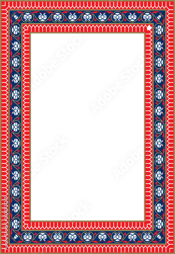 Vector colored square Turkish national ornament. Ottoman border, frame. Ethnic floral rectangle, Seljuk Turks pattern. Decoration of the Sultan's palaces.