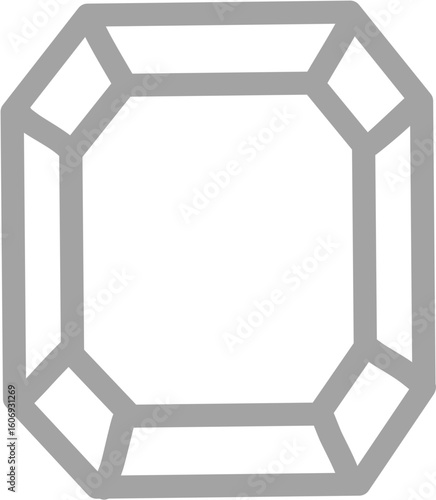 Octagon gemstone cut diamond shape, hand-drawn doodle line art.