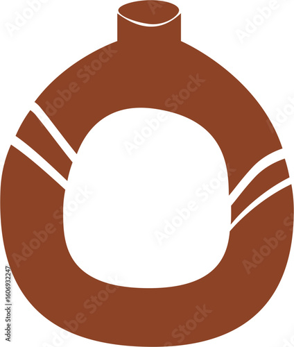 Native American canteen or pottery, abstract mid-century modern illustration