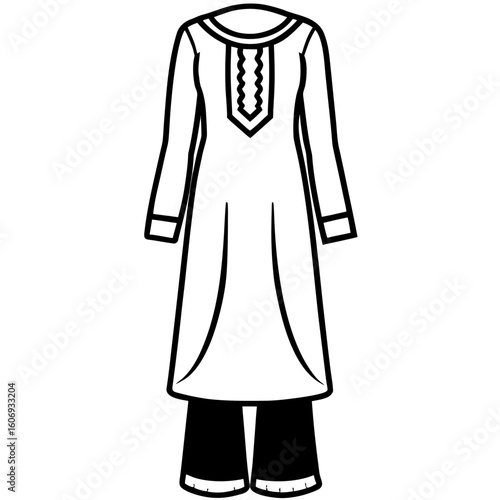 Salwar Kameez Traditional Outfit – Art Vector Illustration