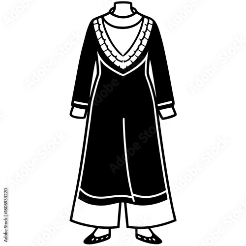 Salwar Kameez Traditional Outfit – Art Vector Illustration