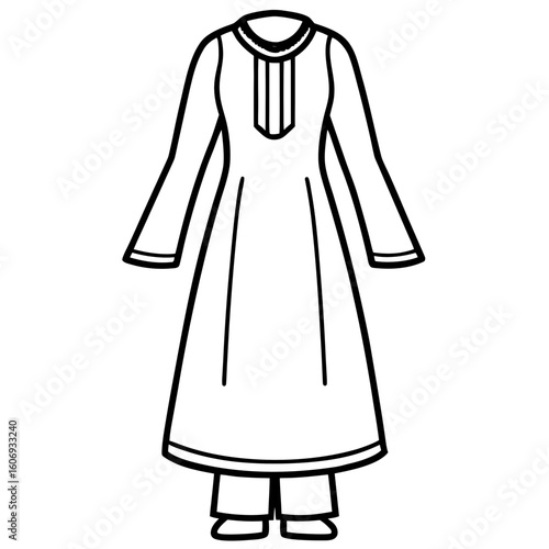 Salwar Kameez Traditional Outfit – Art Vector Illustration