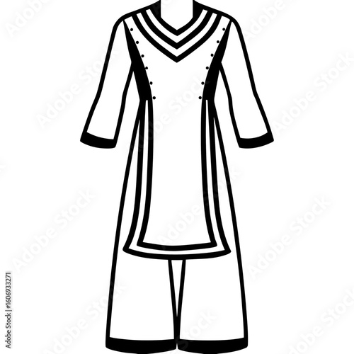 Salwar Kameez Traditional Outfit – Art Vector Illustration