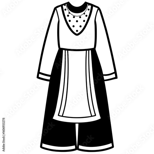 Salwar Kameez Traditional Outfit – Art Vector Illustration