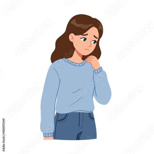 Student left out during activity with sad expression and background figures  