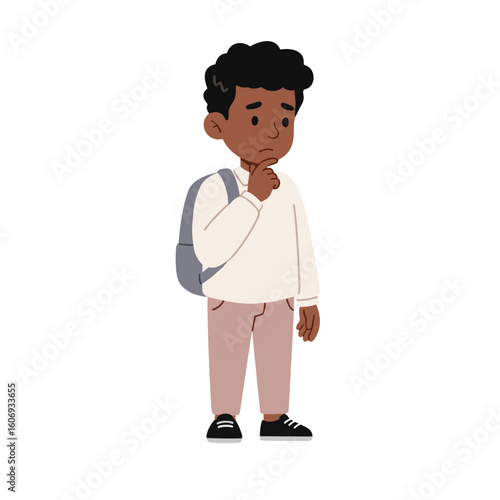 Student left out during activity with sad expression and background figures  
