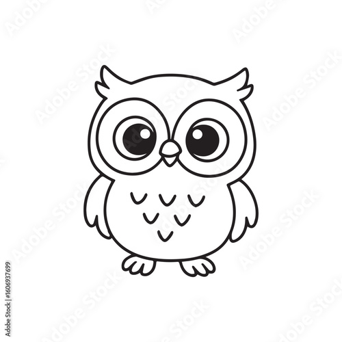 Cartoon owl outline vector illustration