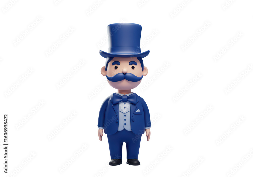 Isolated Cartoon Man with Top Hat and Bow Tie Isolated Cartoon Man with Top Hat and Bow Tie