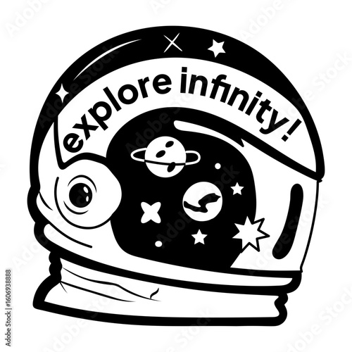 Telescope with see beyond today text, glyph sticker 
