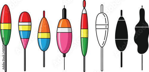 Fishing bobber vector set fishing float illustration fishing tackle fishing equipment