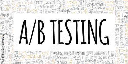 A/B Testing word cloud conceptual design isolated on white background.