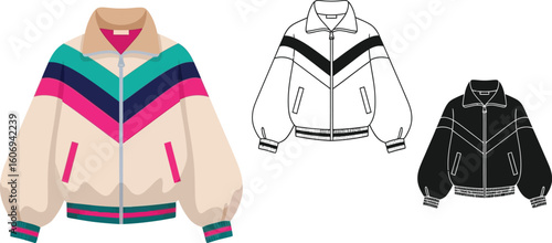 Jacket fashion apparel outerwear clothing style design garment illustration vector