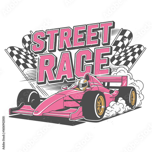 Motorsport artwork. Fast F1 Car Illustration. F1 car print design for t shirt print, poster, sticker, background and other uses. Belgian grand prix street race design.