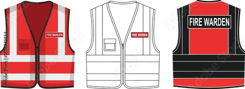 Fire warden vest safety vest hi vis vest high visibility vest workwear clothing apparel