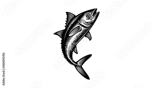 Commercial fish species. tuna fish. Vector illustration cartoon flat icon isolated on white.