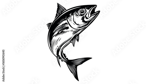 Commercial fish species. tuna fish. Vector illustration cartoon flat icon isolated on white.
