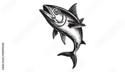 Commercial fish species. tuna fish. Vector illustration cartoon flat icon isolated on white.