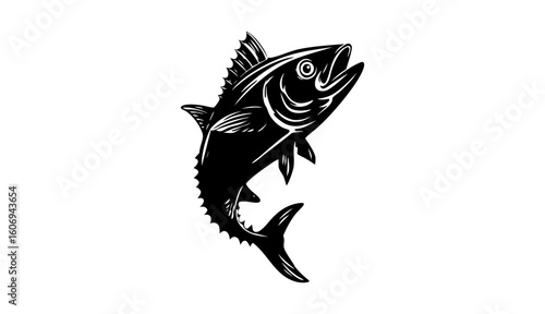 Commercial fish species. tuna fish. Vector illustration cartoon flat icon isolated on white.