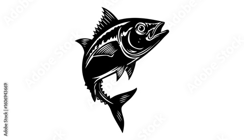 Commercial fish species. tuna fish. Vector illustration cartoon flat icon isolated on white.