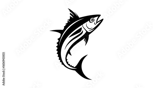 Commercial fish species. tuna fish. Vector illustration cartoon flat icon isolated on white.