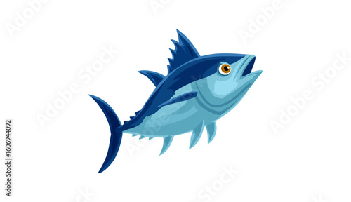 Commercial fish species. tuna fish. Vector illustration cartoon flat icon isolated on white.