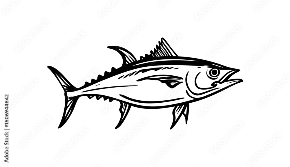 Obraz premium Commercial fish species. tuna fish. Vector illustration cartoon flat icon isolated on white.