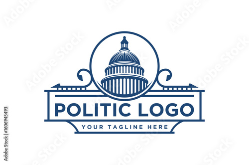Elegant politic logo featuring a capitol building. Ideal for political campaigns or government organizations.