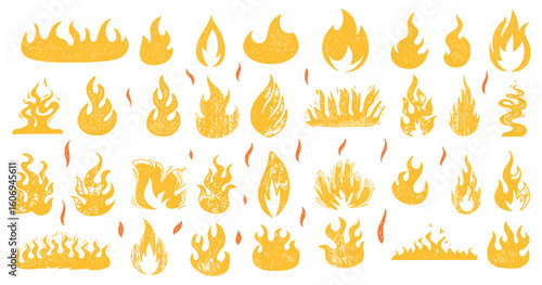 flame shapes with textured grunge effect fire heat