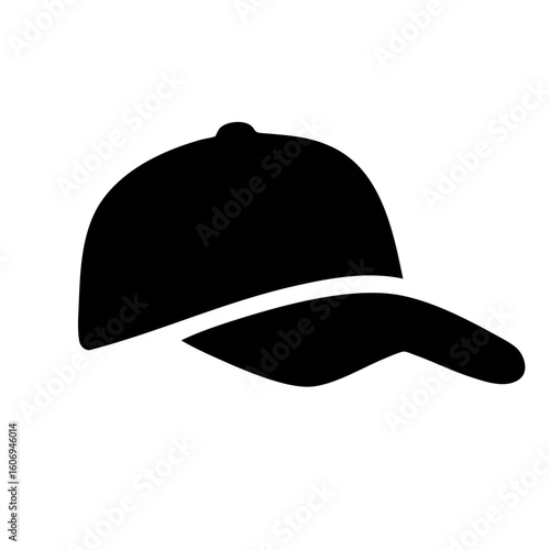 Baseball cap icon black silhouette on transparent background
