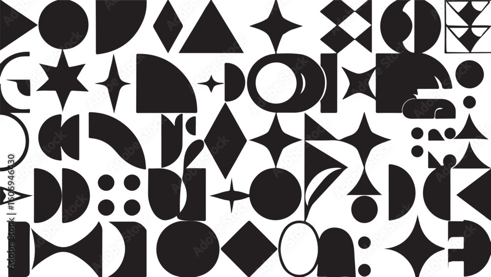 Fototapeta premium Geometric Shapes Abstract Pattern Black White background