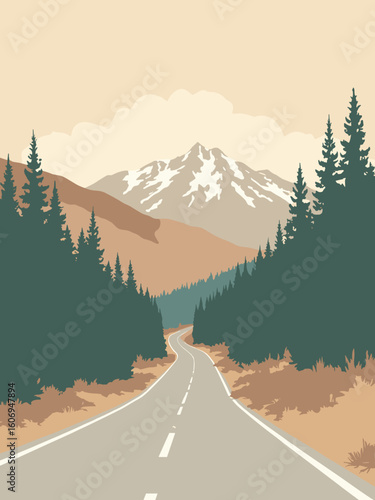 Sandy, UT – Little Cottonwood Canyon road and hills in canyon taupe, road gray, mountain white, and juniper green