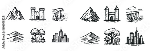 Hand-Drawn Landmark Icons