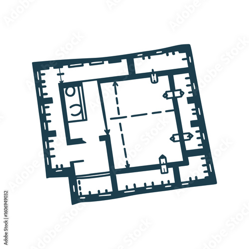 Hand Drawn Blueprint Renovation Plans Illustration Blueprint renovation plans