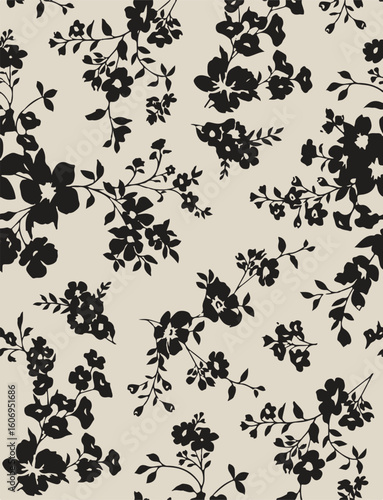 Purple and orange flowers on a white background, light colors, soft. watercolor flower seamless pattern. Watercolor print in rustic vintage style, textile or wallpaper.