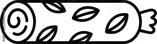  Rolled Log or Sweet Treat with Leaves Vector Icon