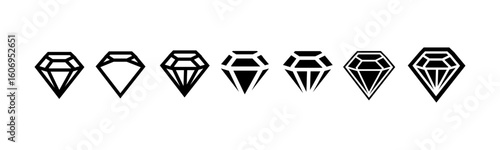 Diamond Icons Set – Minimalist Vector Graphics for Branding